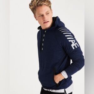 American Eagle AE Flex Men’s Hooded Sweatshirt Blue Heathered M